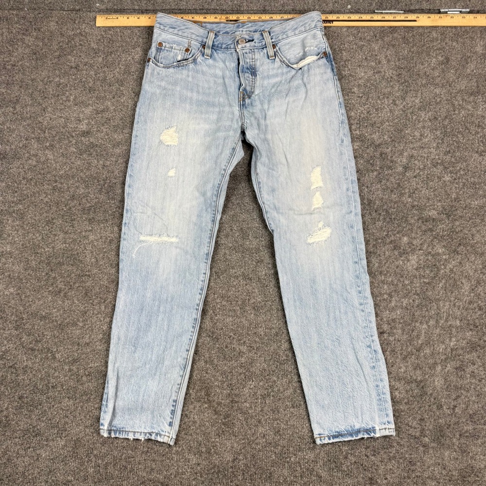 Levi's Jeans Womens Size 26 Light Wash Distressed Tapered 501 Button Fly Denim